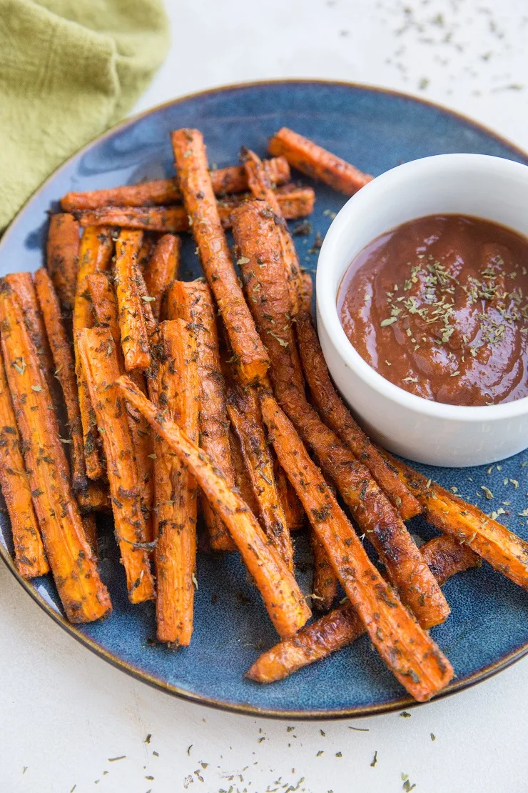 Easy Carrot Fries made in the oven - a tasty, healthy side dish that goes with just about any entrée.