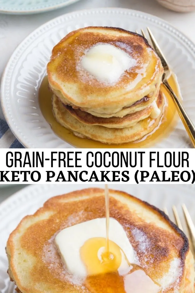 Keto Pancakes with coconut flour are a low-carb, grain-free breakfast loaded with delicious rich flavors. Fluffy, moist, amazing! You'd never guess these amazing pancakes are grain-free!