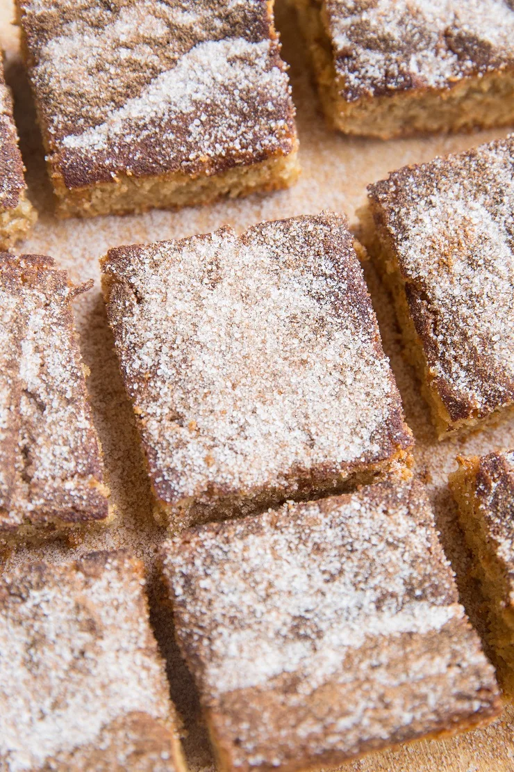 Keto Snickerdoodle Bars - cinnamon and sugar cookie bars that are grain-free and sugar-free. Buttery and delicious