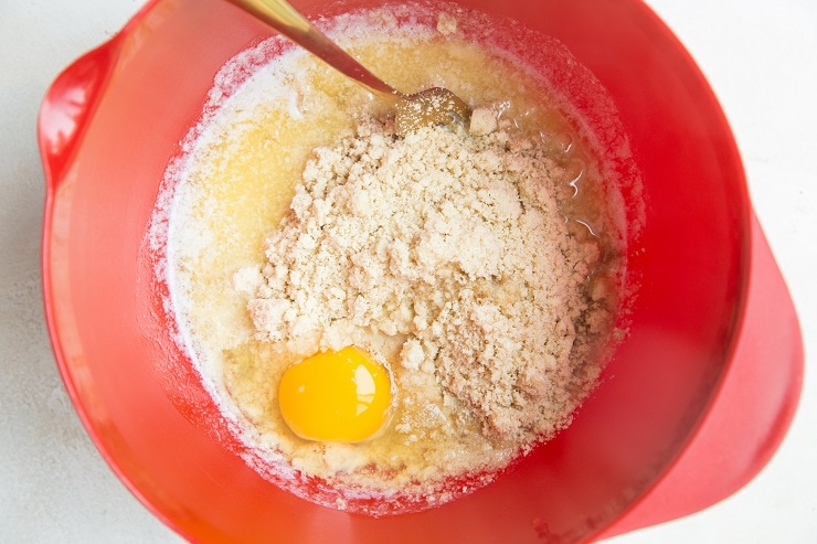 Mix all the ingredients for the cookie bars in a mixing bowl