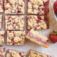 Keto Strawberry Crumb Bars made with just 5 ingredients! Grain-free, sugar-free and delicious!