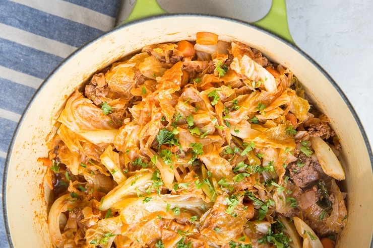 One-Pot Unstuffed Cabbage - deconstructed cabbage rolls with ground beef and tomato sauce