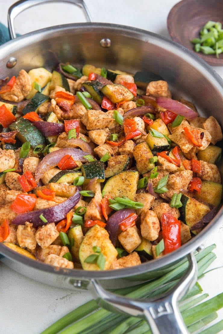 30-Minute Mexican Chicken and Zucchini Skillet is a healthy dinner recipe that comes together lightning fast and is ultra satisfying.