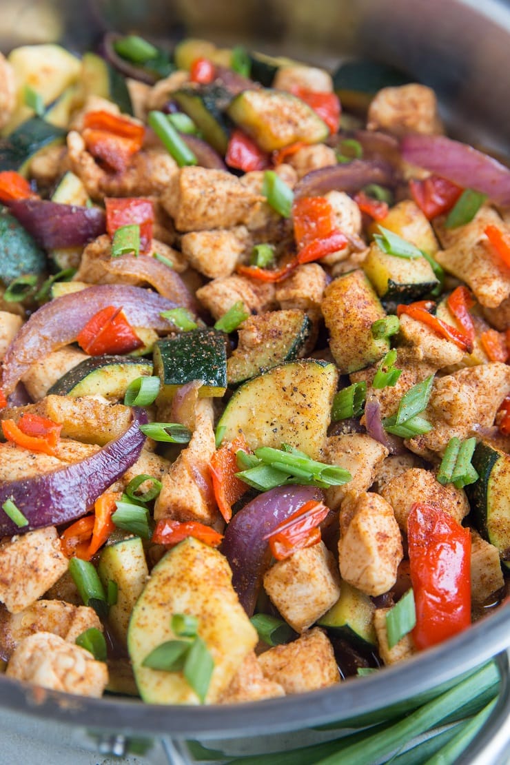 30-Minute Chicken and Zucchini Skillet is a healthy, super easy dinner recipe.