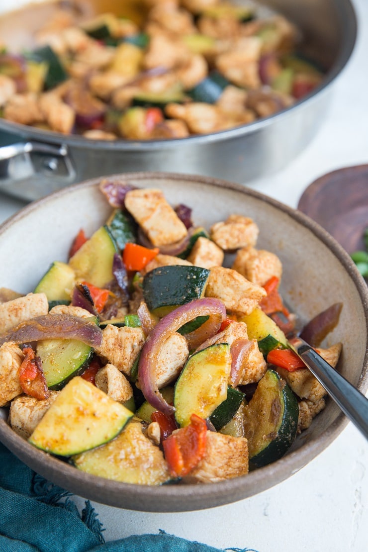 30-Minute One-Skillet Mexican Chicken and Zucchini Skillet made with only 6 basic ingredients. Quick, simple, flavorful, nourishing.