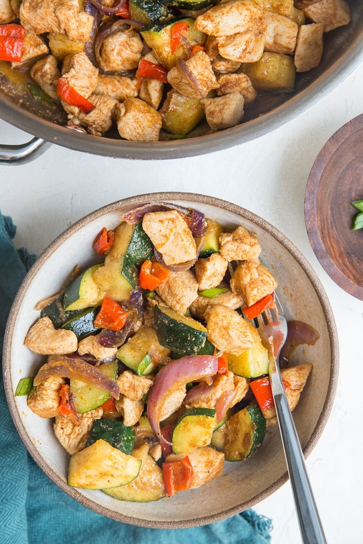 Quick and easy Mexican Chicken and Zucchini skillet is super simple and satisfying!