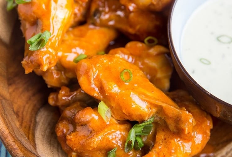 3-Ingredient Air Fryer Buffalo Wings - easy chicken wings that are perfectly crispy yet tender!