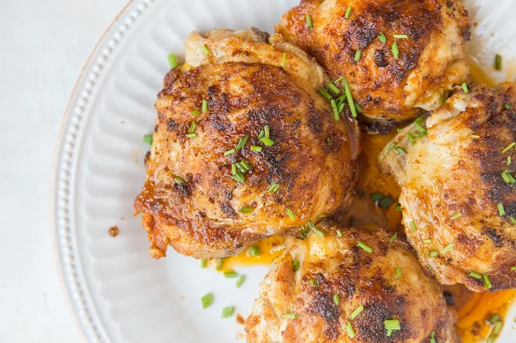 Air Fryer Crispy Chicken Thighs are easy to prepare and turn out magnificently crispy yet tender.