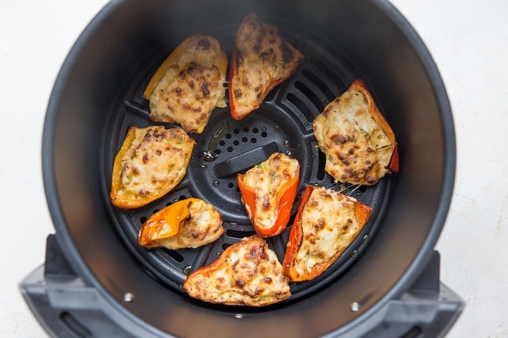 Cream Cheese Stuffed Mini Peppers in an air fryer