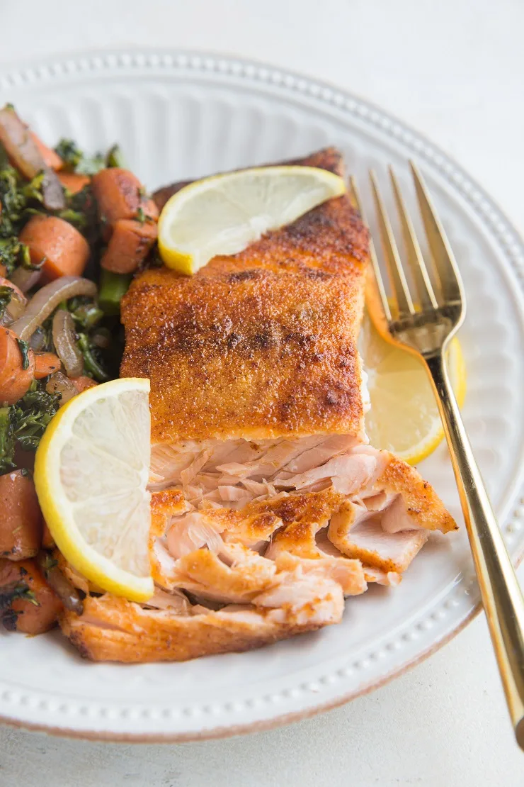 Perfectly crispy yet tender Air Fryer Salmon is a healthy, delicious dinner recipe!