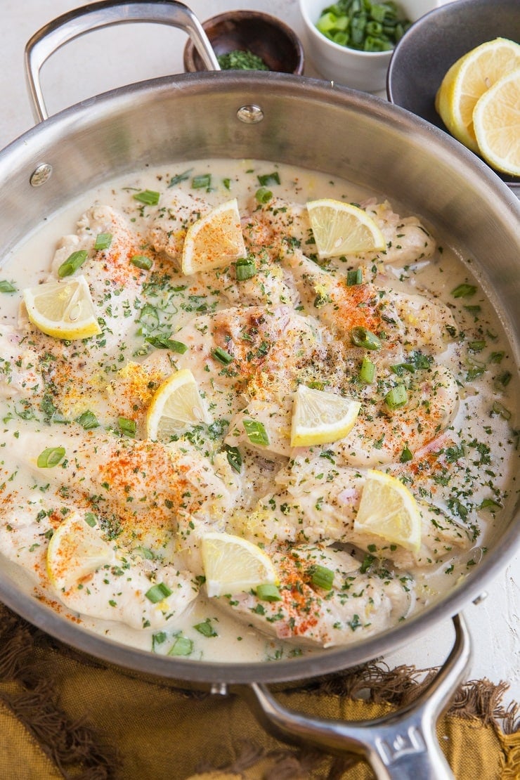 Quick and easy 30-Minute Lemon Garlic Chicken (Dairy-Free, Paleo, Keto, healthy) - a fast, delicious healthy dinner recipe with amazingly tender, lemon chicken!