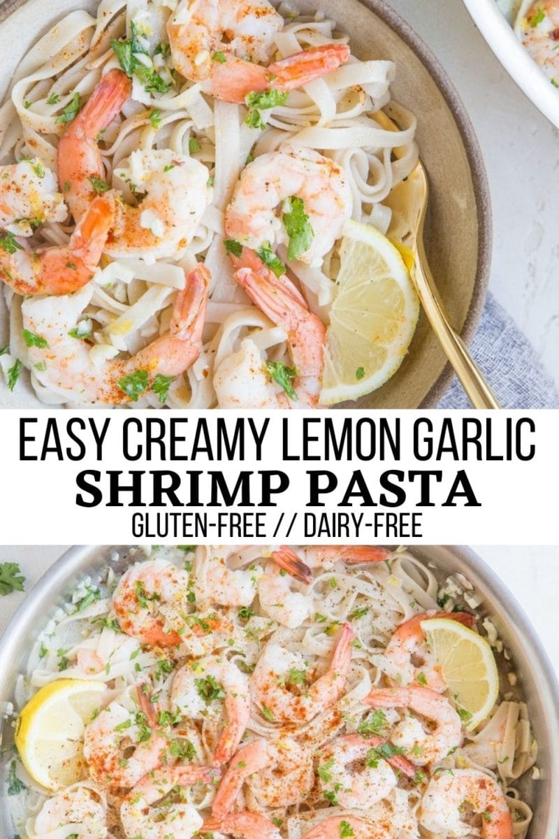 Easy Creamy Lemon Garlic Shrimp Pasta - gluten-free, dairy-free, super quick and easy to prepare! A delicious meal that can be made any night of the week!