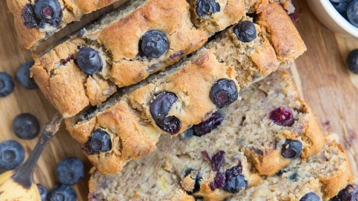 Gluten-Free Blueberry Banana Bread sweetened mostly with bananas! Refined sugar-free, dairy-free, moist, fluffy and delicious!