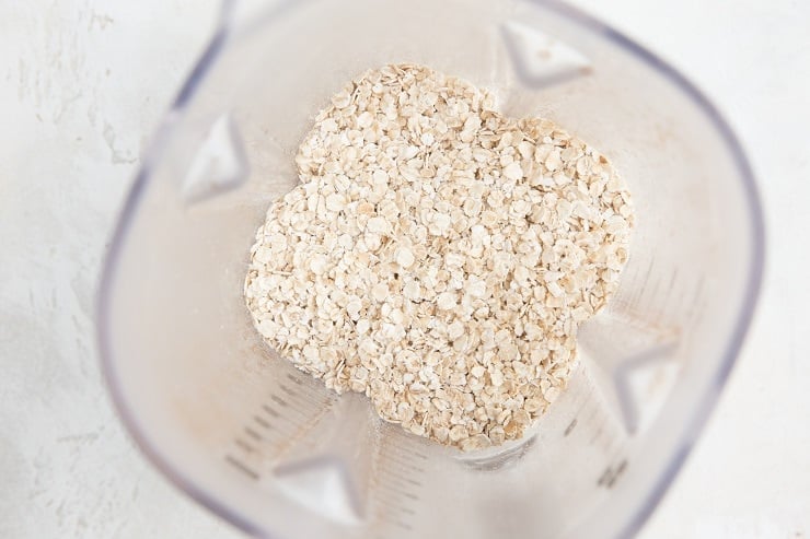 Add the rolled oats to a blender and blend into flour