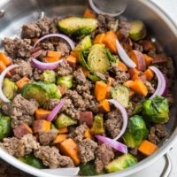 Quick and easy 30-Minute Ground Beef and Sweet Potato Skillet - only a few basic ingredients are needed to make this healthy dinner recipe.