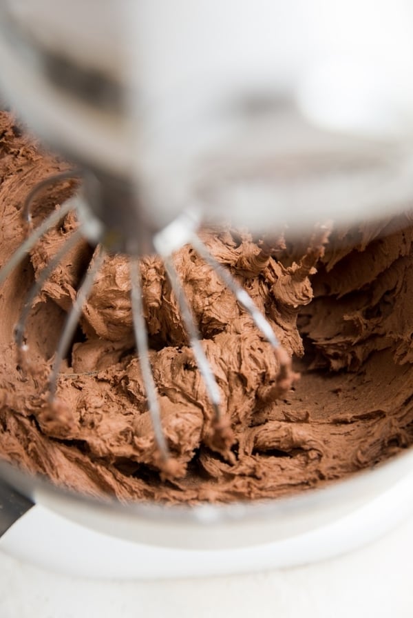 Keto Chocolate Buttercream with paleo and vegan options. Rich, creamy, delicious chocolate frosting for cakes and cupcakes.