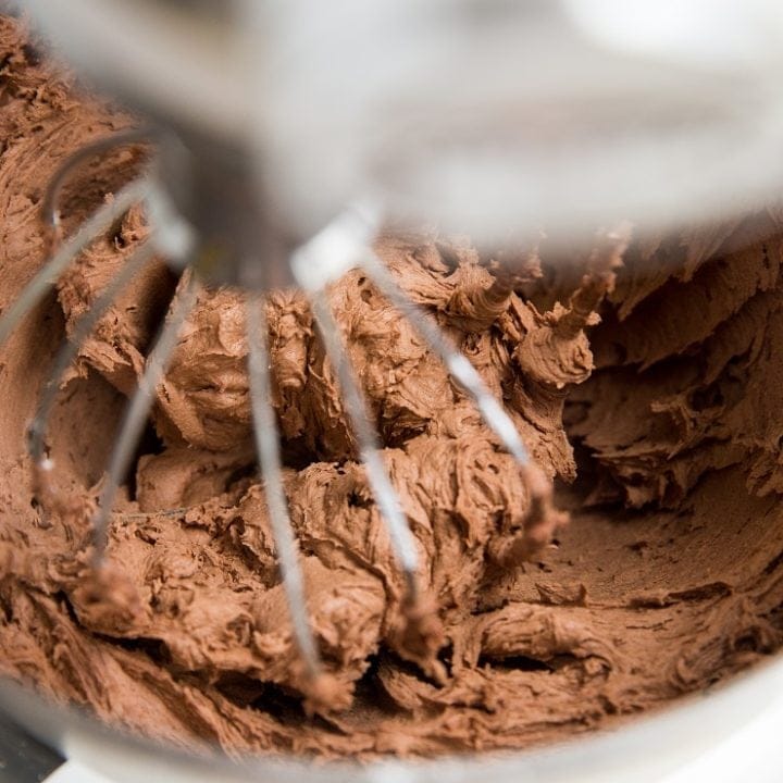 Keto Chocolate Buttercream with paleo and vegan options. Rich, creamy, delicious chocolate frosting for cakes and cupcakes.