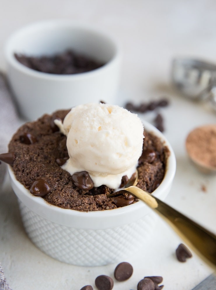 Keto Chocolate Mug Cake made with a few ingredients in a few minutes! A delicious sugar-free single-serve chocolate cake recipe