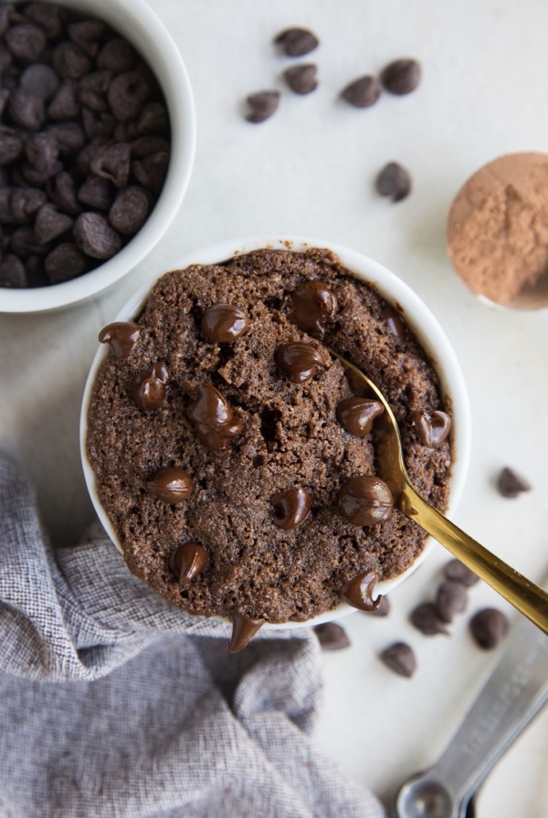Keto Chocolate Mug Cake - grain-free made with almond flour, sugar-free, low-carb, rich and delicious! A healthy single-serve dessert recipe ready in 5 minutes.