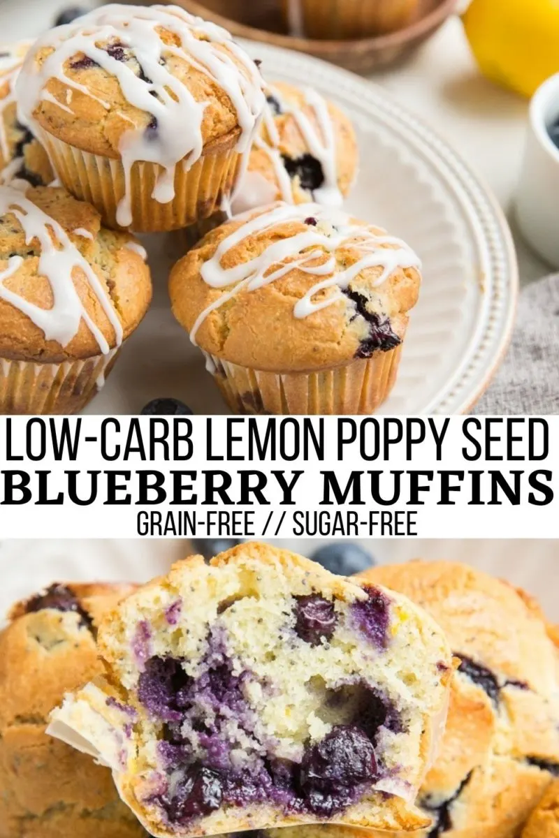 Low-Carb Lemon Poppy Seed Blueberry Muffins made grain-free, sugar-free, and keto friendly. Zesty, vibrant, refreshing, moist, fluffy and delicious!