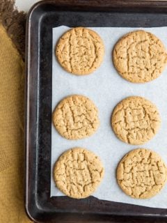 Flourless Keto Peanut Butter Cookies - only 5 ingredients, grain-free and sugar-free! Amazingly chewy and crispy.