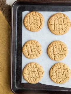 Flourless Keto Peanut Butter Cookies - only 5 ingredients, grain-free and sugar-free! Amazingly chewy and crispy.