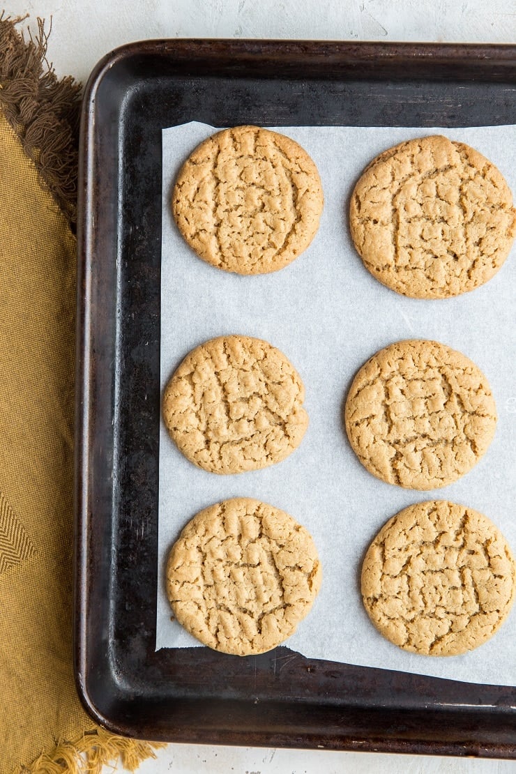 Flourless Keto Peanut Butter Cookies - only 5 ingredients, grain-free and sugar-free! Amazingly chewy and crispy.