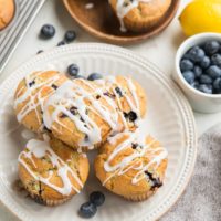 Keto Lemon Poppy Seed Blueberry Muffins with lemon glaze are an amazing breakfast or snack