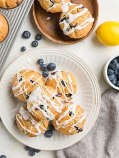 Keto Lemon Poppy Seed Blueberry Muffins made with almond flour - grain-free, sugar-free, insanely moist and fluffy! You'd never guess these muffins are gluten-free and sugar-free!