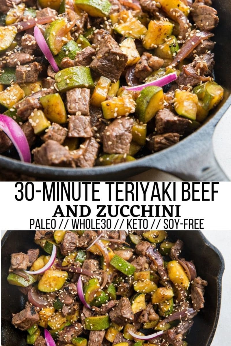 30-Minute Teriyaki Beef & Zucchini made with just 5 ingredients! This easy, healthy dinner recipe comes together quickly and is so delicious! Paleo, keto, whole30