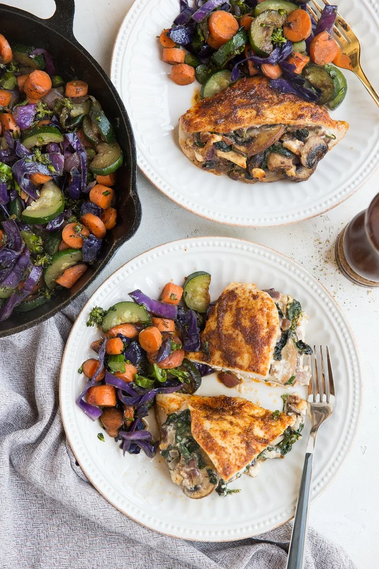 Mushroom and Spinach Stuffed Chicken Breast with feta cheese makes a flavorful healthy dinner recipe