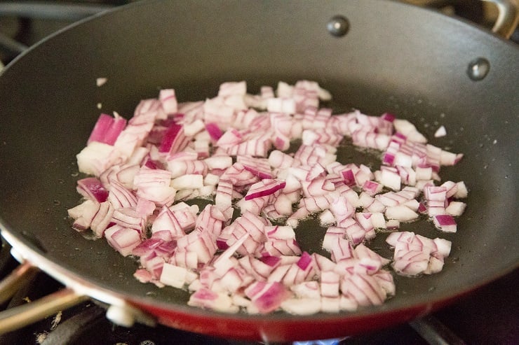 Sauté the onion in a skillet