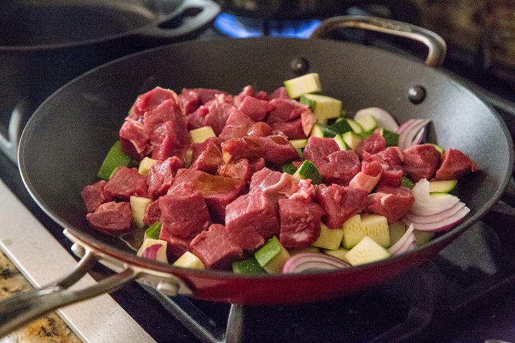 Add all of the ingredients to a skillet and cook over medium-high for 20 to 25 minutes