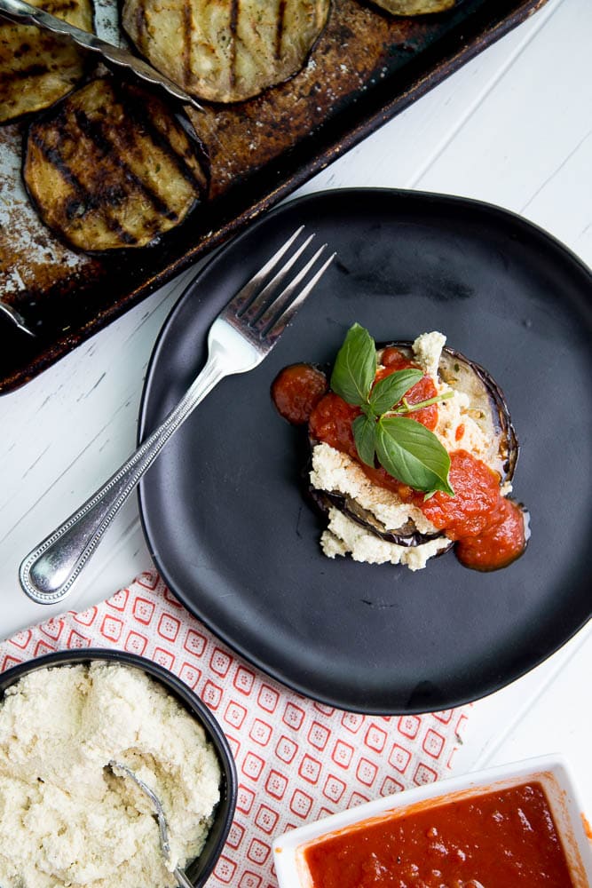 Grilled Eggplant Stacks with macadamia nut "ricotta"