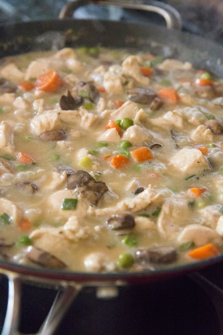 Cook the chicken soup filling