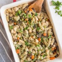 Dairy-Free Gluten-Free Creamy Chicken Noodle Casserole is a delicious, comforting, healthy dinner recipe perfect for the whole family.