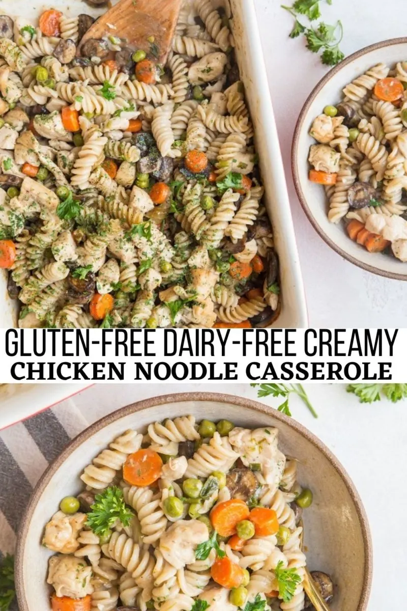 Gluten-Free Dairy-Free Creamy Chicken Noodle Casserole with luscious creamy sauce and veggies makes for a belly-filling inviting meal!