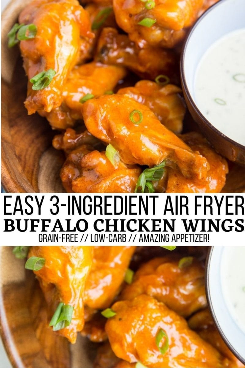 Easy 3-Ingredient Air Fryer Buffalo Wings - quick, delicious, perfectly crispy and WILDLY flavorful appetizer for any occasion!