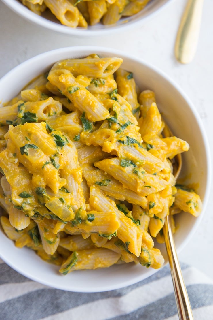 Gluten-Free Pumpkin Feta Pasta - easy, delicious pasta that tastes light and refreshing yet so satisfying.