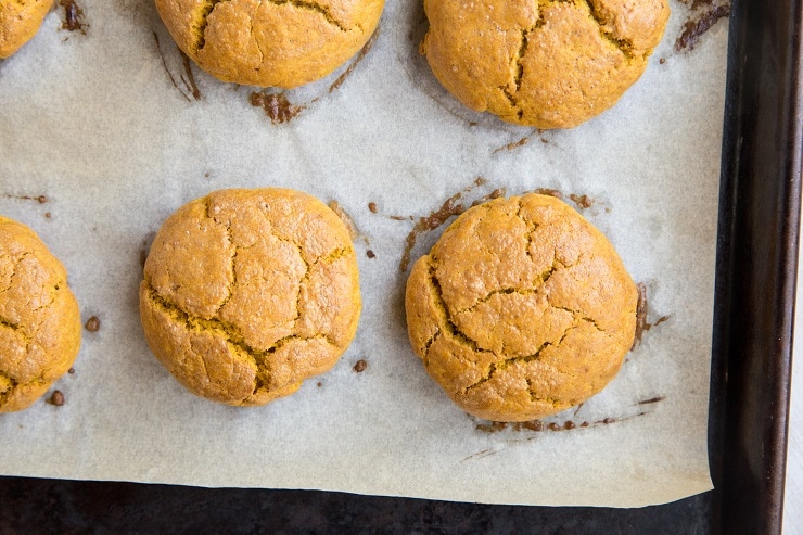 Finished pumpkin rolls on a baking sheet