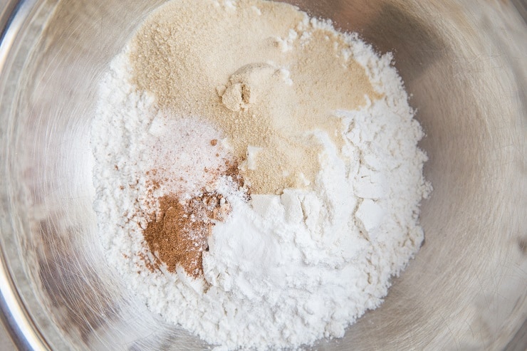 Combine the dry ingredients for the pumpkin rolls in a mixing bowl
