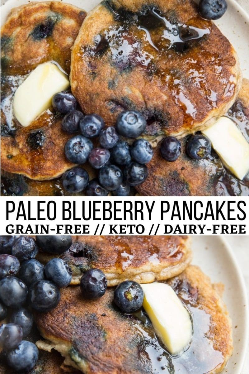 Paleo Blueberry Pancakes with coconut flour - grain-free, keto, dairy-free, healthy pancake recipe