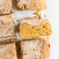 Paleo Pumpkin Snickerdoodle Cookie Bars - grain-free, refined sugar-free, dairy-free snickerdoodles that are made with almond flour. A healthier pumpkin dessert recipe!