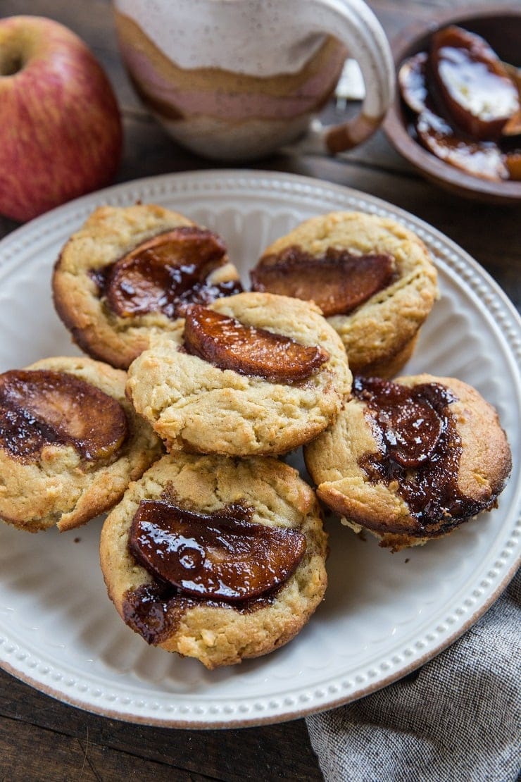 Paleo Apple Cinnamon Muffins with Caramelized Apple Topping - grain-free, refined sugar-free, dairy-free, delicious healthy muffin recipe