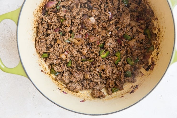 Prepare the beef taco filling for the delicata squash