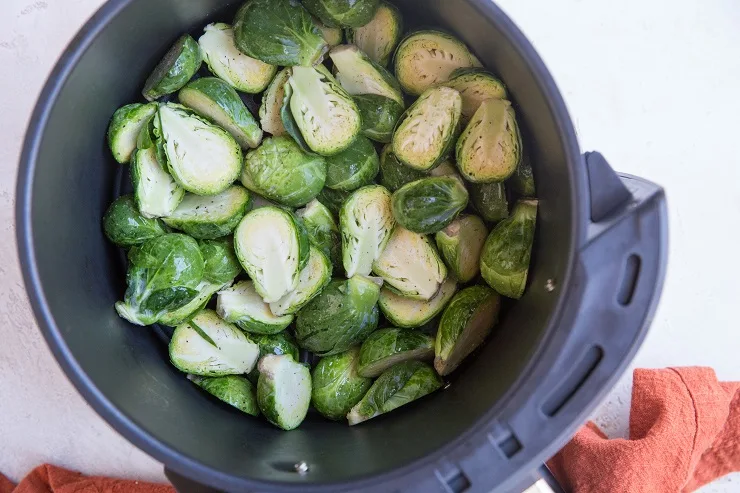 Transfer the brussel sprouts to the air fryer and air fry for 15 minutes