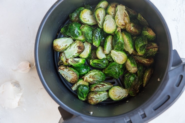 Brussel sprouts halfway through cooking