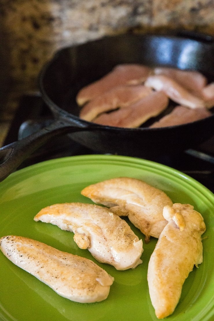 Transfer browned chicken to a plate
