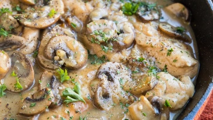 Dairy-Free Paleo Keto Creamy Mushroom Chicken. An easy 30-minute recipe that is loaded with flavor and luscious cream sauce.