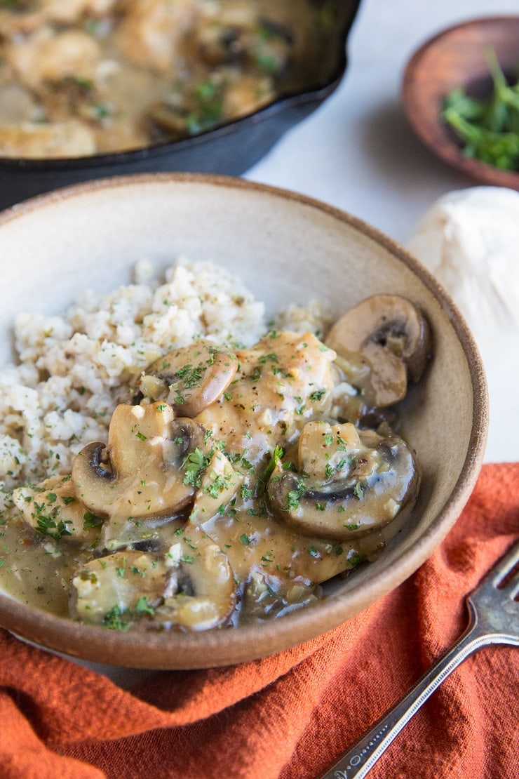 Creamy Mushroom Chicken (dairy-free, paleo, keto, whole30, healthy)